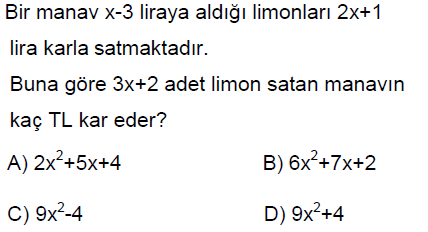 8.Sınıf Cebirsel İfadeler Online Test