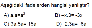 8.Sınıf Cebirsel İfadeler Online Test