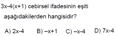 8.Sınıf Cebirsel İfadeler Online Test