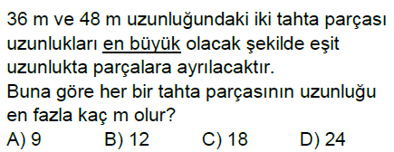 8.Sınıf EBOB - EKOK Problemleri Online Test