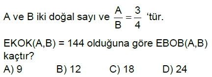 8.Sınıf EBOB - EKOK Problemleri Online Test