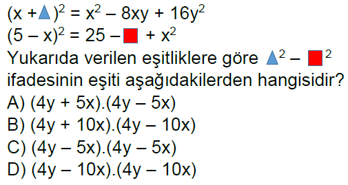 8.Sınıf Özdeşlikler Online Test