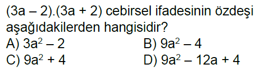 8.Sınıf Özdeşlikler Online Test