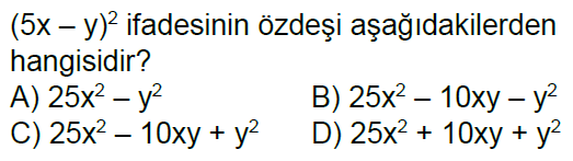 8.Sınıf Özdeşlikler Online Test