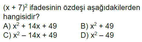 8.Sınıf Özdeşlikler Online Test