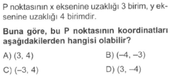 8.Sınıf Koordinat Sistemi Online Test