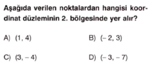 8.Sınıf Koordinat Sistemi Online Test