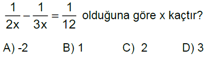 8.Sınıf Rasyonel Denklemler Online Test