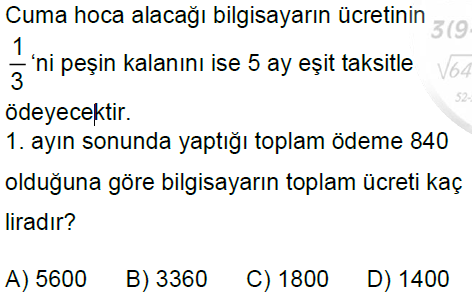 8.Sınıf Rasyonel Denklemler Online Test