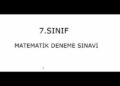 7.Sınıf Matematik Deneme Sınavı Çözümleri