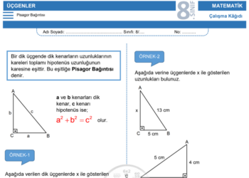 8.Sınıf Pisagor Bağıntısı Çalışma Kağıdı