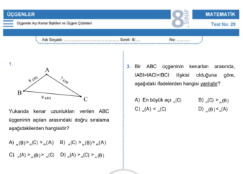 8.Sınıf Üçgende Açı Kenar Bağıntıları Testi