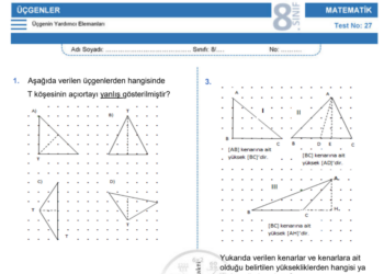 8.Sınıf Üçgenin Yardımcı Elemanları Testi