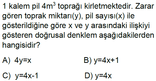 8.Sınıf Doğrusal Denklemler Online Test