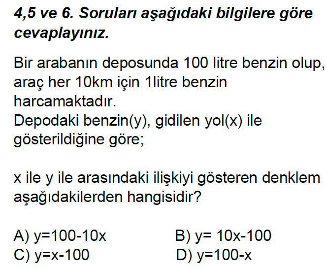 8.Sınıf Doğrusal Denklemler Online Test