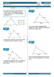 8.Sınıf Üçgen Eşitsizliği Çalışma Kağıdı