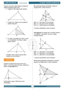 8.Sınıf Üçgenin Yardımcı Elemanları Çalışma Kağıdı