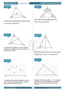 8.Sınıf Üçgenin Yardımcı Elemanları Çalışma Kağıdı