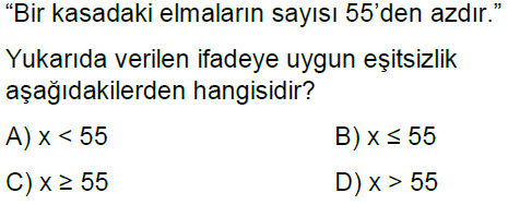 8.Sınıf Eşitsizlikler Online Test