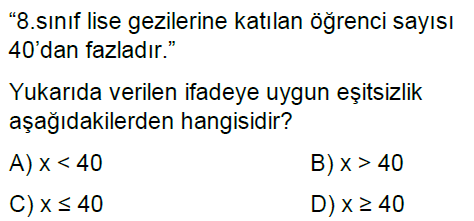 8.Sınıf Eşitsizlikler Online Test