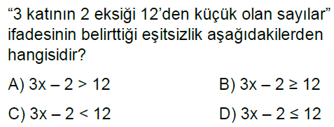 8.Sınıf Eşitsizlikler Online Test