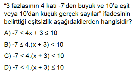 8.Sınıf Eşitsizlikler Online Test