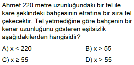 8.Sınıf Eşitsizlikler Online Test