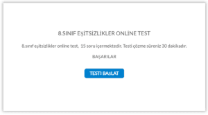 8.Sınıf Eşitsizlikler Online Test