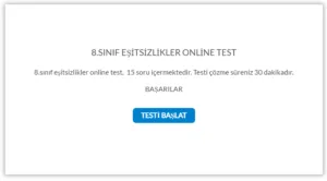 8.Sınıf Eşitsizlikler Online Test