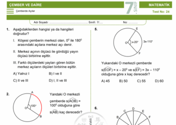 7.Sınıf Çemberde Açılar Testi
