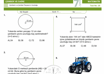 7.Sınıf Çemberin Çevre Uzunluğu Testi