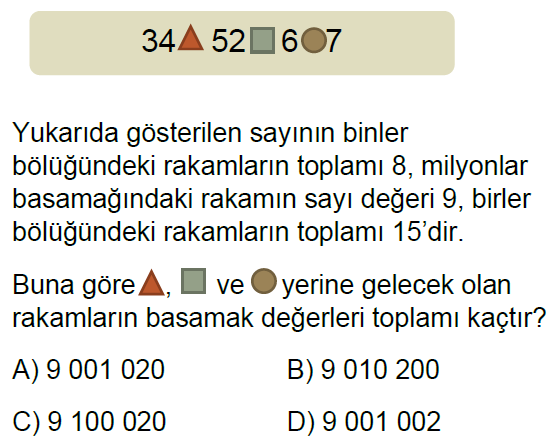 5.Sınıf Doğal Sayılar Online Test