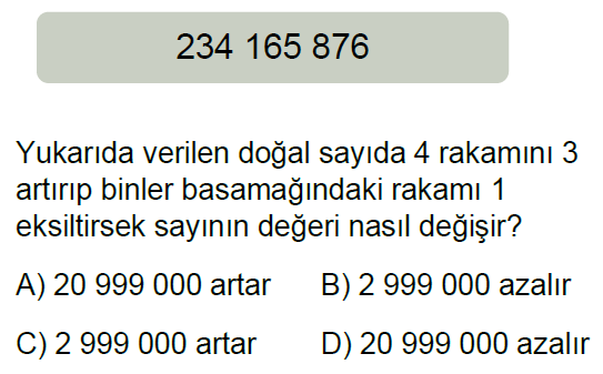 5.Sınıf Doğal Sayılar Online Test