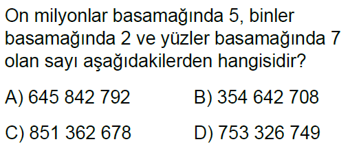 5.Sınıf Doğal Sayılar Online Test