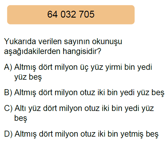 5.Sınıf Doğal Sayılar Online Test