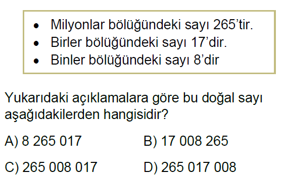 5.Sınıf Doğal Sayılar Online Test