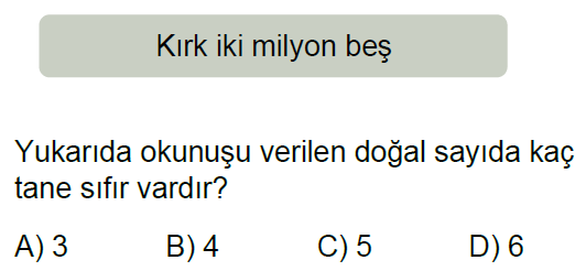 5.Sınıf Doğal Sayılar Online Test