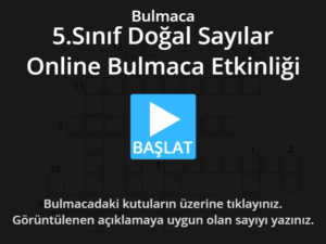 5.Sınıf Doğal Sayılar Online Bulmaca Etkinliği