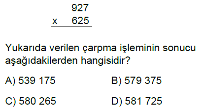 5.Sınıf Doğal Sayılarla Çarpma ve Bölme İşlemi Online Test