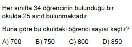 5.Sınıf Doğal Sayılarla Çarpma ve Bölme İşlemi Online Test