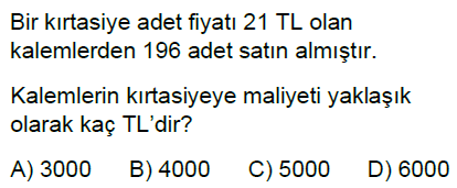 5.Sınıf Doğal Sayılarla Çarpma ve Bölme Zihinden İşlemler ve Tahmin Online Test