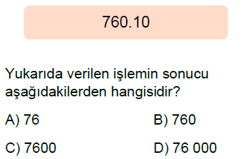 5.Sınıf Doğal Sayılarla Çarpma ve Bölme Zihinden İşlemler ve Tahmin Online Test