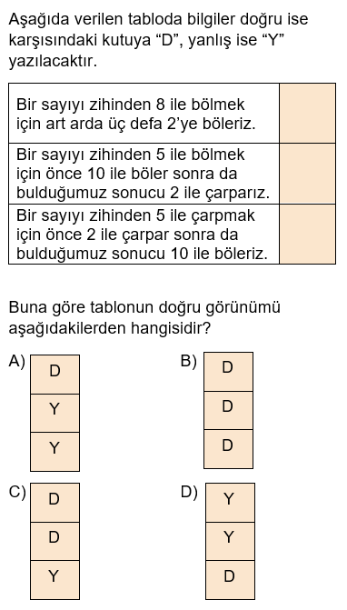 5.Sınıf Doğal Sayılarla Çarpma ve Bölme Zihinden İşlemler ve Tahmin Online Test