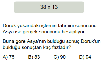 5.Sınıf Doğal Sayılarla Çarpma ve Bölme Zihinden İşlemler ve Tahmin Online Test