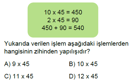 5.Sınıf Doğal Sayılarla Çarpma ve Bölme Zihinden İşlemler ve Tahmin Online Test