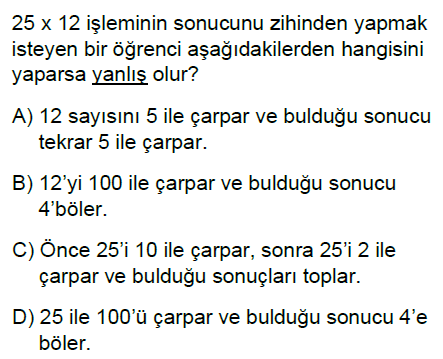 5.Sınıf Doğal Sayılarla Çarpma ve Bölme Zihinden İşlemler ve Tahmin Online Test