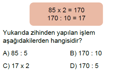 5.Sınıf Doğal Sayılarla Çarpma ve Bölme Zihinden İşlemler ve Tahmin Online Test