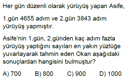 5.Sınıf Doğal Sayılarla Toplama ve Çıkarma Zihinden İşlemler Online Test