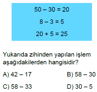 5.Sınıf Doğal Sayılarla Toplama ve Çıkarma Zihinden İşlemler Online Test