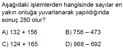 5.Sınıf Doğal Sayılarla Toplama ve Çıkarma Zihinden İşlemler Online Test